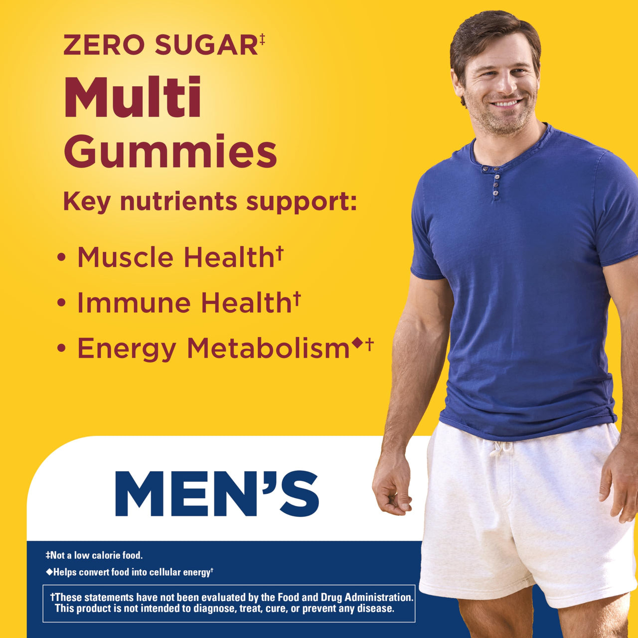 Nature Made Zero Sugar Multivitamin Men's Gummies, Muscle & Immune Support, Aspartame Free, 90 Sugar Free Multivitamin Gummies, 45 Day Supply