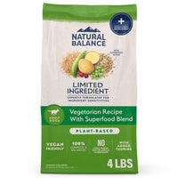 Thumbnail for Natural Balance Limited Ingredient Adult Dry Dog Food with Vegan Plant Based Protein and Healthy Grains, Vegetarian Recipe, 4 Pound (Pack of 1)