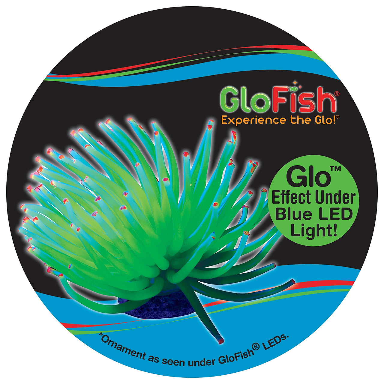 GloFish Yellow Anemone Ornament, Detailed Aquarium Ornament, Creates A Glowing Effect