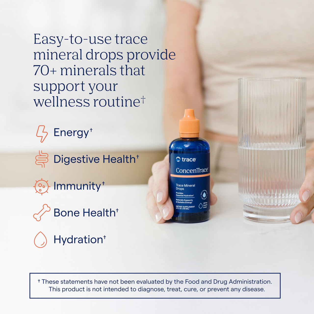 Trace Minerals ConcenTrace Trace Mineral Drops | Supports Energy, Digestion, Bone Health & Hydration, 70+ Ionic w/Magnesium, Chloride & Potassium | Keto, Vegan & Non-GMO | 48 Servings