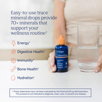 Thumbnail for Trace Minerals ConcenTrace Trace Mineral Drops | Supports Energy, Digestion, Bone Health & Hydration, 70+ Ionic w/Magnesium, Chloride & Potassium | Keto, Vegan & Non-GMO | 48 Servings