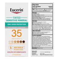 Thumbnail for Eucerin Sun Tinted Sensitive Mineral Face Sunscreen Lotion SPF 35, Non-Comedogenic Mineral Sunscreen with Gentle Zinc Oxide Protection for Sensitive Skin, 1.7 Fl Oz Bottle