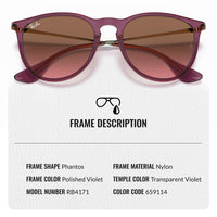 Thumbnail for Ray-Ban RB4171 Erika Classic Phantos Shape Sunglasses for Men and Women- Timeless Classic Sun Glasses with Modern Elegance - Premium UV Protection - Designer Men's and Women's Sunglasses