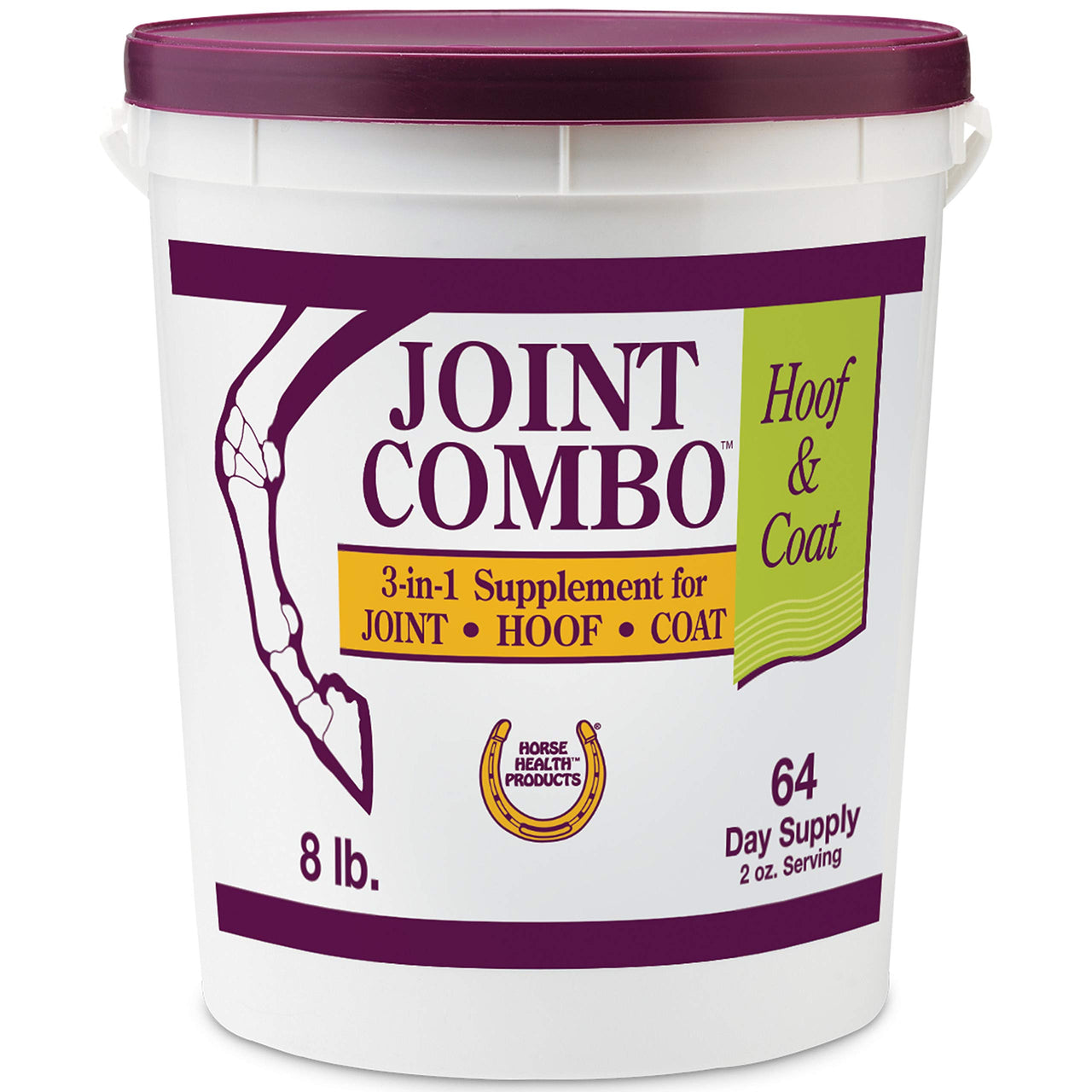 Horse Health Joint Combo Hoof & Coat, Glucosamin, Chrondroitin, Vitamin C, MSM, Biotin, Lysine, ZInc, Omega 3 and 6 Fatty Acids, 64 day supply
