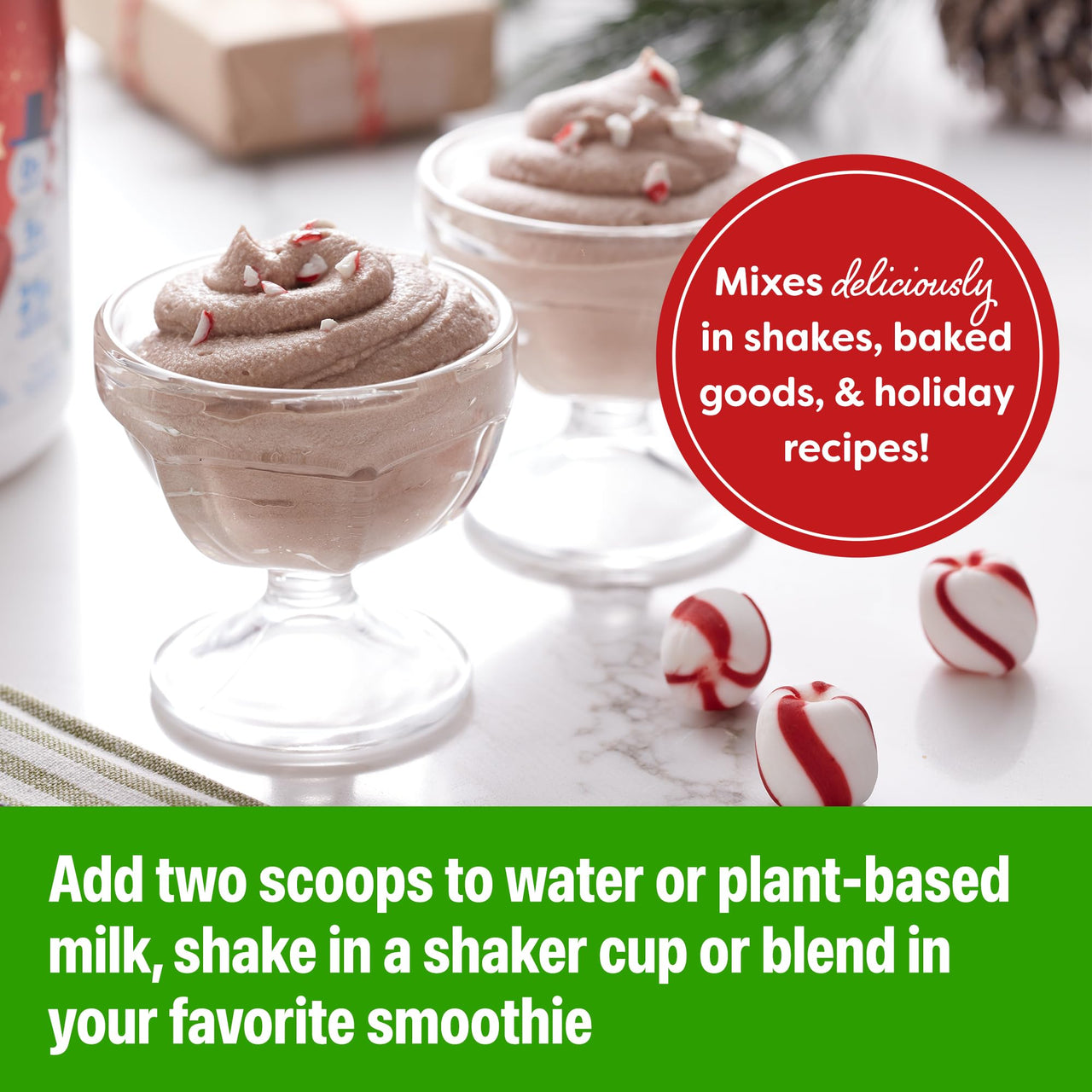 Orgain Organic Vegan Protein Powder, Peppermint Hot Cocoa Holiday Flavor - 21g of Plant Protein, 5g Prebiotic Fiber, No Lactose Ingredients, No Added Sugar, Non-GMO, For Shakes & Smoothies, 1.02 lb