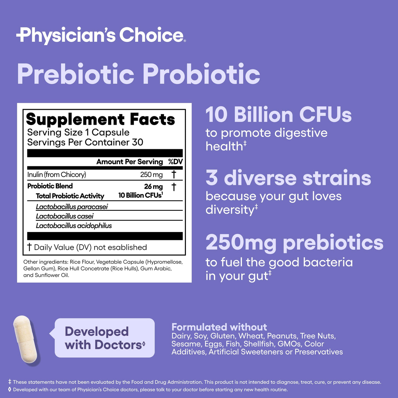 Physician's CHOICE Prebiotic-Probiotic + Digestive Multi-enzymes 60CT - Digestive Health Bundle