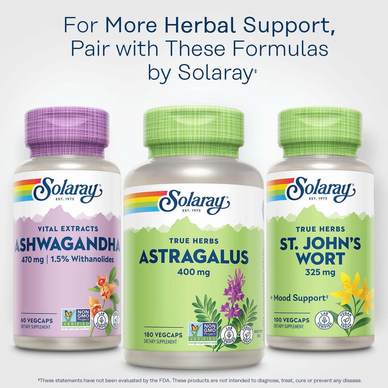 SOLARAY Astragalus Root 400mg â€“ Traditional Herbal Support - Non-GMO, Vegan & Lab Verified - 180 Servings, 180 VegCaps