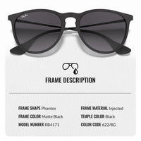 Thumbnail for Ray-Ban RB4171 ERIKA CLASSIC Phantos Shaped Non-Polarized Sunglasses for Women – Includes Official RAYBAN Eyewear Kit – Ideal Formal & Casual Wear Sunglasses – Grey Gradient Lens