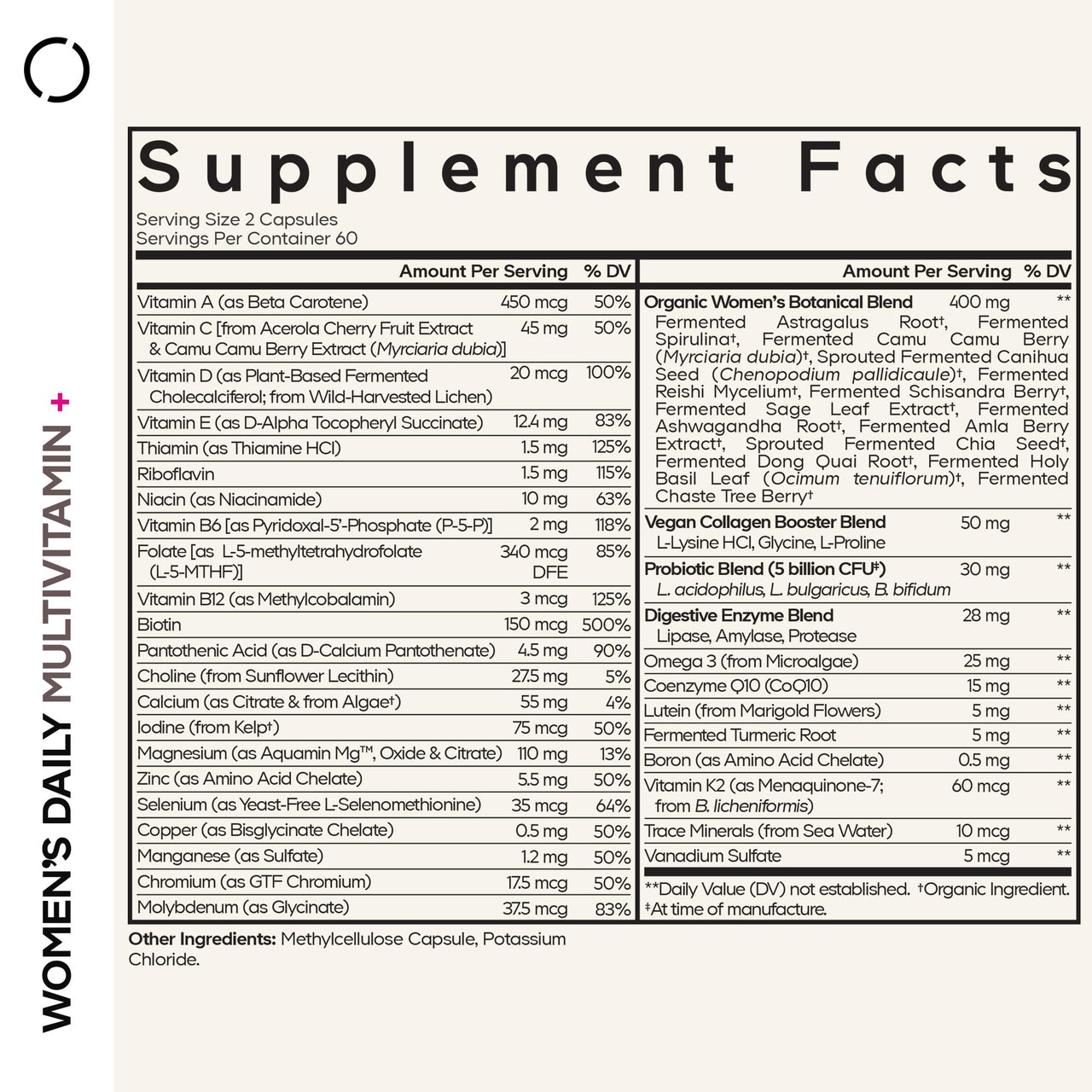 Codeage Women’s Daily Multivitamin, 25+ Vitamins & Minerals, Fermented, Organic Whole Foods, Probiotics Supplement - Vitamin A, B, C, D, E & K, Omega 3, Zinc – Vegan - 2 Pack