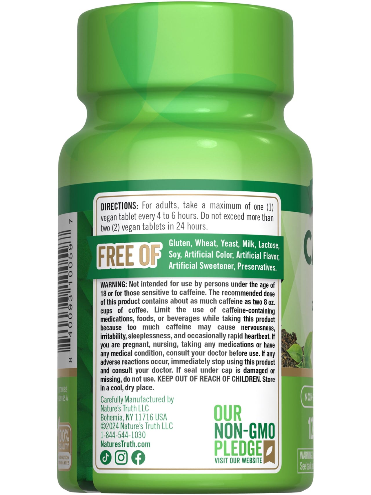 Nature's Truth Caffeine Pills | 220mg | 120 Count | With Green Tea Extract | Vegan, Non-GMO & Gluten Free Supplement
