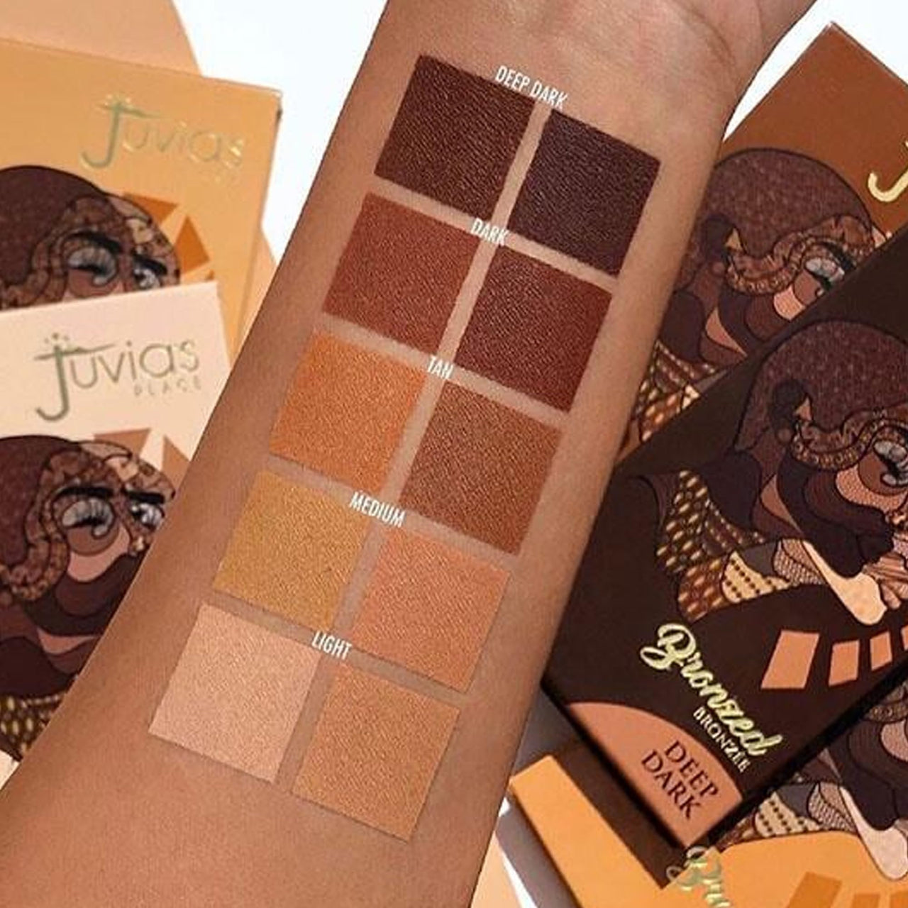 Juvia's Place Bronzed Duo Bronzer Medium - Soft Matte, Contour, Bronzer Pressed Powder, Long-Wearing & Buildable Bronzing Powder - Suitable for Medium Skin Tone
