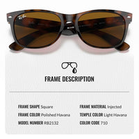 Thumbnail for Ray-Ban RB2132 New Wayfarer Classic Square Shape Sunglasses for Men and Women- Timeless Classic Sun Glasses with Modern Elegance - Premium UV Protection - Designer Men's and Women's Sunglasses