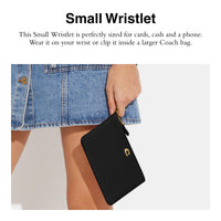 Thumbnail for COACH Polished Pebble Small Wristlet Black One Size