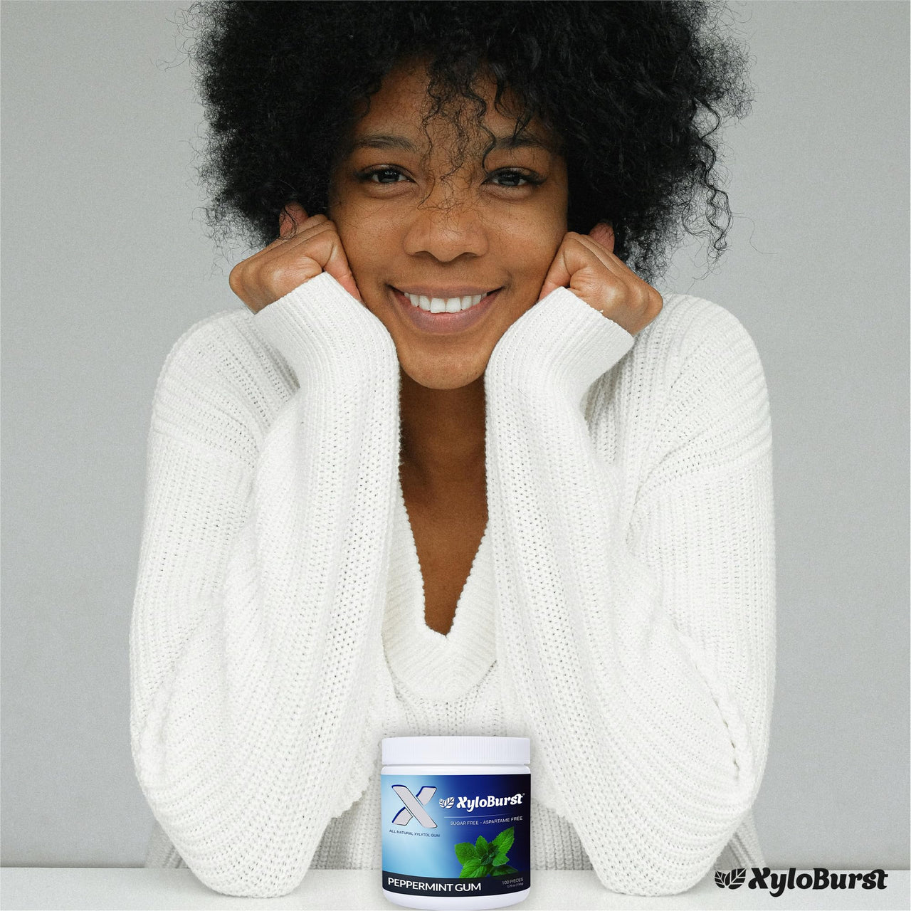 XyloBurst Gum | Xylitol Chewing Gum | Sugar Free, Gluten Free, Keto Friendly | Aspartame Free Gum For Oral Health | Peppermint | 100-Count Jar