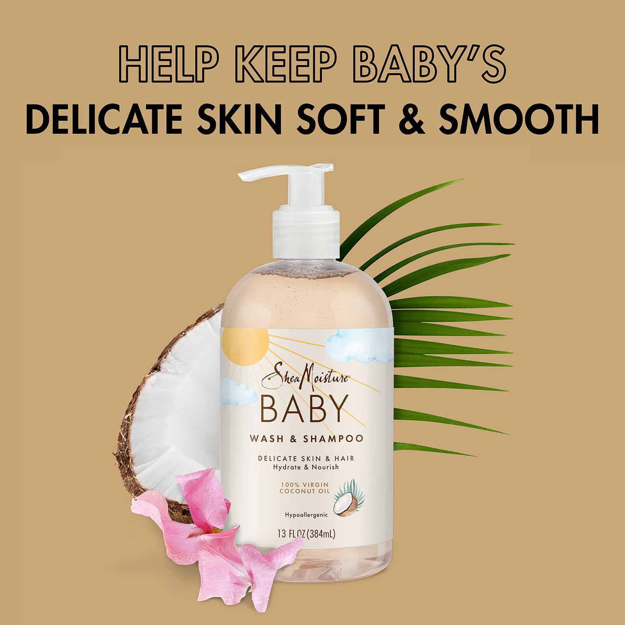 SheaMoisture Wash and Shampoo for Baby 100% Virgin Coconut Oil with Coconut Oil 13 oz