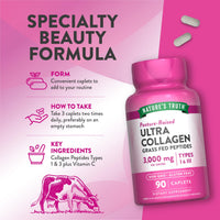 Thumbnail for Nature's Truth Collagen Peptides | 90 Caplets | Type 1 and 3 with Vitamin C | Grass Fed, Non-GMO & Gluten Free Supplement