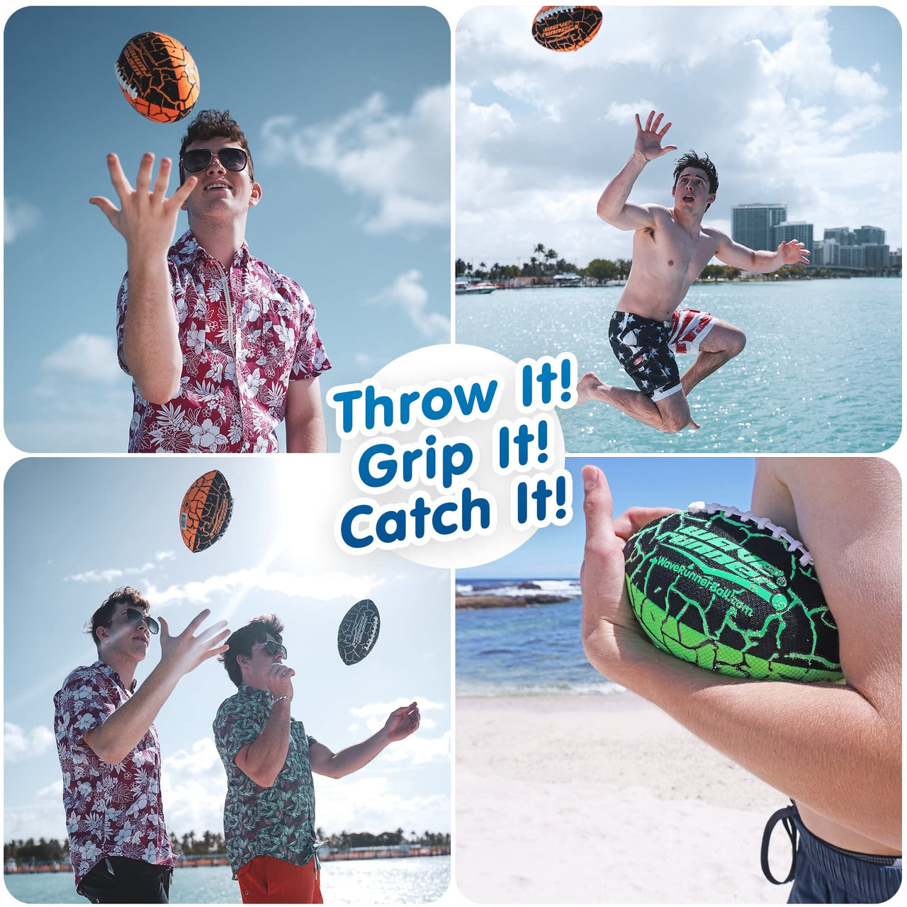 Wave Runner Grip It, Size 9.25in - Water Football, Beach Toys, Kids Outdoor Games for Summer | Pool Toys Football - Special Grip Pattern, Double Laced, Lightweight, All Weather Fun Water Toy