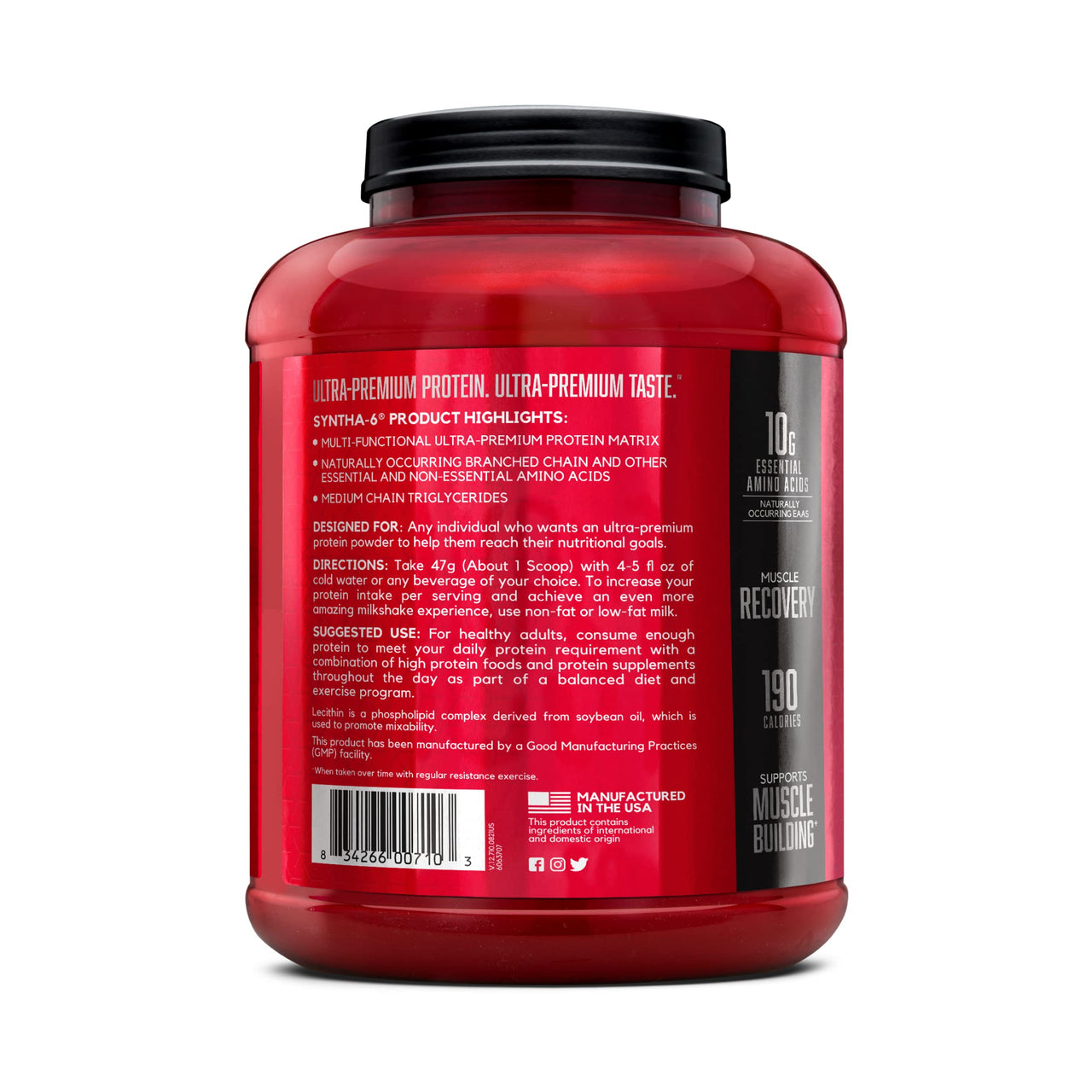 BSN SYNTHA-6 Whey Protein Powder, Micellar Casein, Milk Protein Isolate Powder, Vanilla Ice Cream, 5 Pounds, 48 Servings (Pack of 1) - Package May Vary