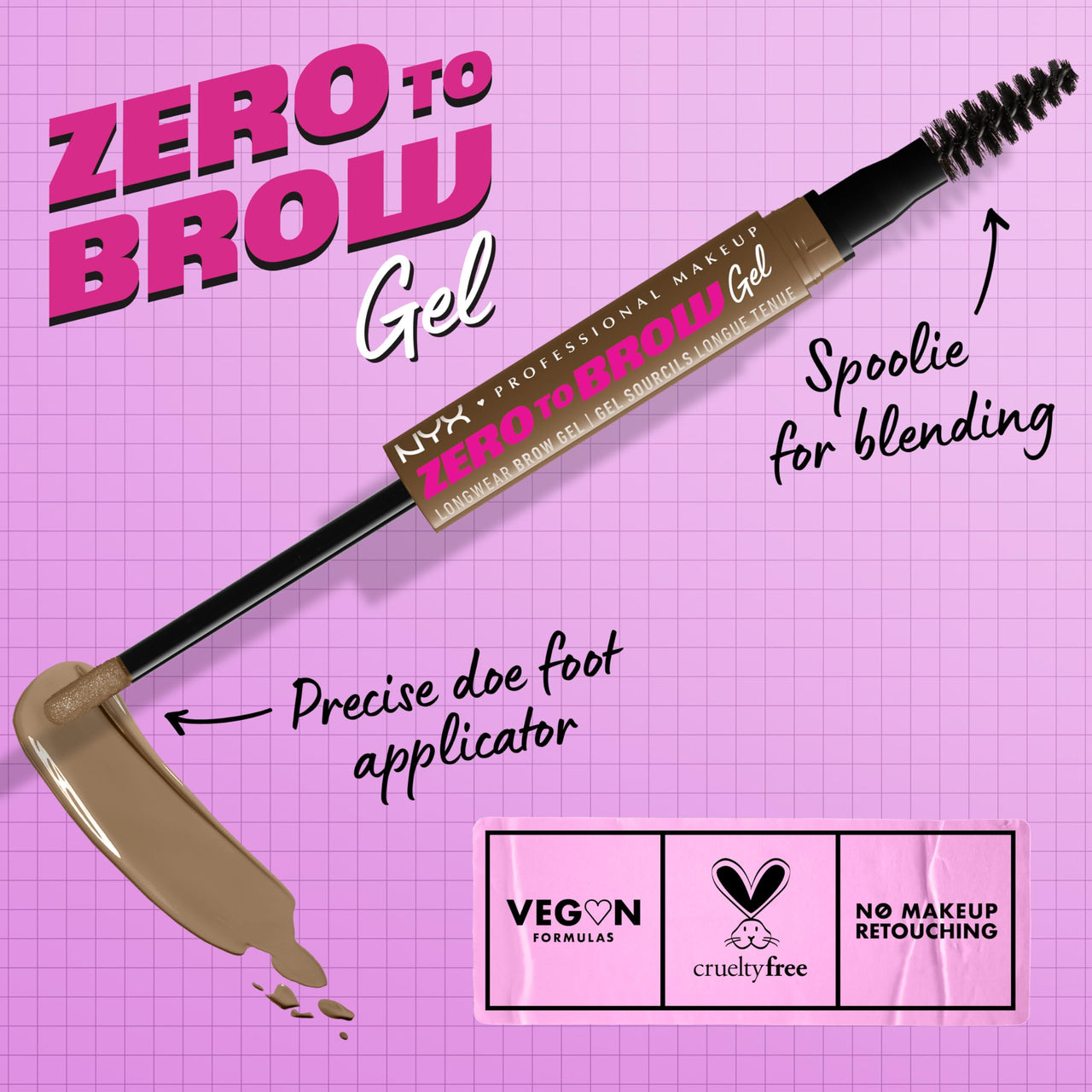 NYX PROFESSIONAL MAKEUP Zero to Brow, Longwear Eyebrow Gel, Taupe