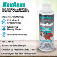 Thumbnail for KORDON Novaqua Aquarium Water Conditioner for Freshwater & Saltwater – Instantly Detoxifies Chlorine, Chloramines, & Heavy Metals in Tap Water, Replaces Fish Slime Coat, Adds pH Buffers, 16-ounces