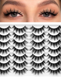 Thumbnail for Losha Eyelashes Natural Look Faux Mink Lashes Pack Handmade Fluffy False Eyelashes 14 Pairs Cat Eye Lashes (54)