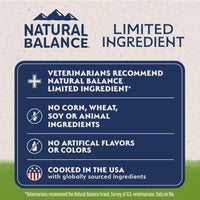 Thumbnail for Natural Balance Limited Ingredient Adult Dry Dog Food with Vegan Plant Based Protein and Healthy Grains, Vegetarian Recipe, 4 Pound (Pack of 1)