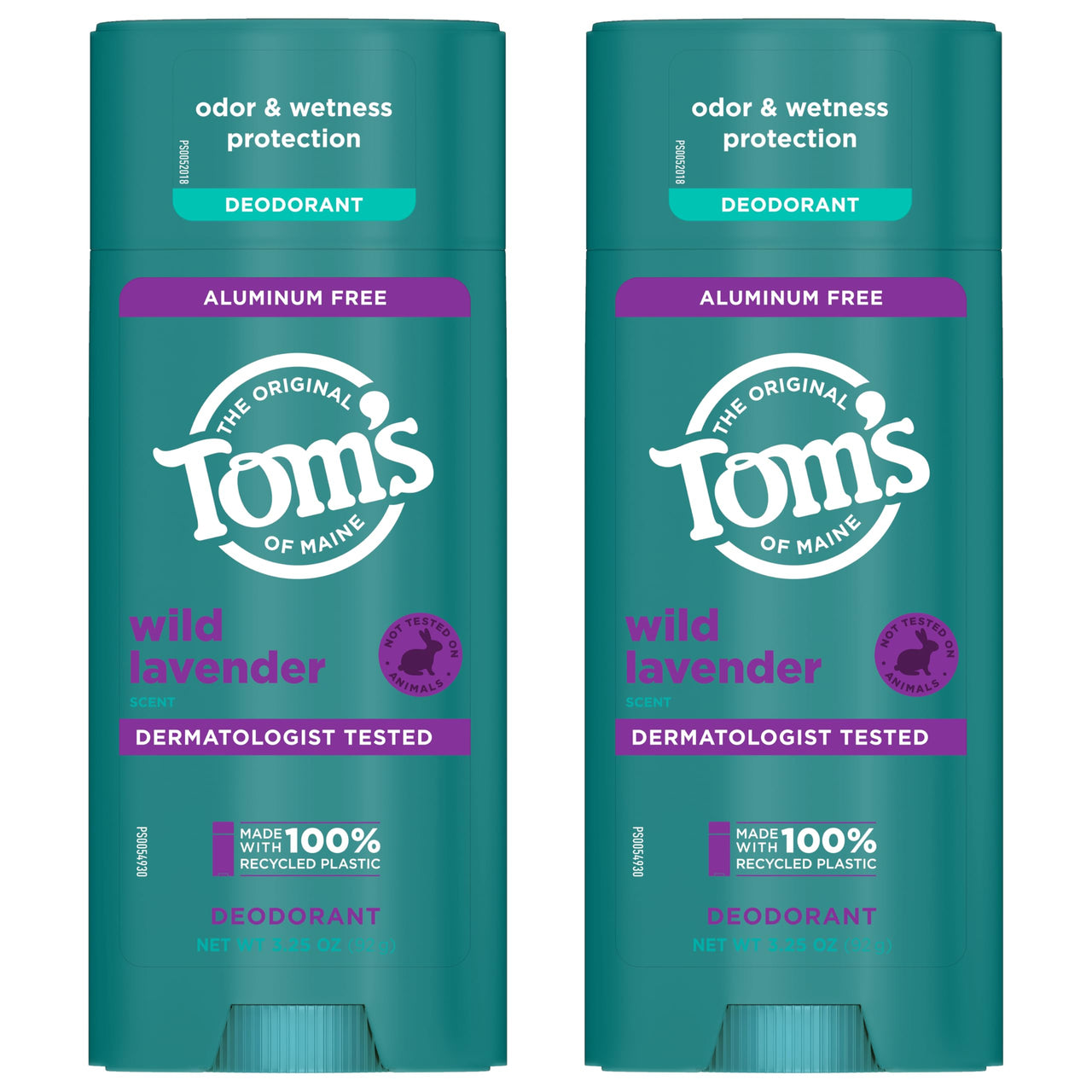 Tom’s of Maine Wild Lavender Natural Deodorant for Men and Women, Aluminum Free, No Artificial Fragrances, Dyes, or Preservatives, Baking Soda Free, 48-Hour Odor Protection, 3.25 oz (2 Pack)