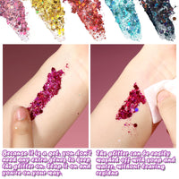Thumbnail for Teenitor Body Glitter Face Glitter Makeup Festival Glitter, 12 Colors Face and Body Glitter Gel, Hair Glitter Gel, Body Makeup
