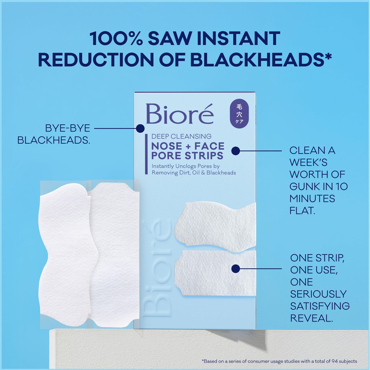Bioré Nose+Face Blackhead Remover Strips, Deep Cleansing Strips for Nose, Chin, or Forehead, Instant Blackhead Removal and Pore Unclogging, Oil-free, Non-Comedogenic Use, Value Size 24 Count