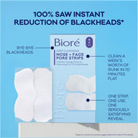 Thumbnail for Bioré Nose+Face Blackhead Remover Strips, Deep Cleansing Strips for Nose, Chin, or Forehead, Instant Blackhead Removal and Pore Unclogging, Oil-free, Non-Comedogenic Use, Value Size 24 Count