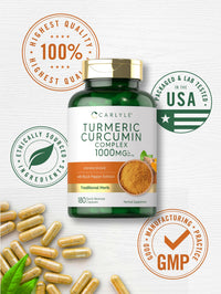 Thumbnail for Carlyle Turmeric Curcumin with Black Pepper | 180 Capsules | Turmeric Complex Supplement | Non-GMO, Gluten Free