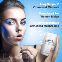 Thumbnail for Codeage Lungs Vitamins, A, C, D, E, B6, Milk Thistle Lung Supplement, Zinc & Magnesium, Cordyceps, Reishi, Chaga, Poria, Tylophora, Ginger, Peppermint Leaf Organic Herb Cleanse - Non-GMO - 90 Capsules