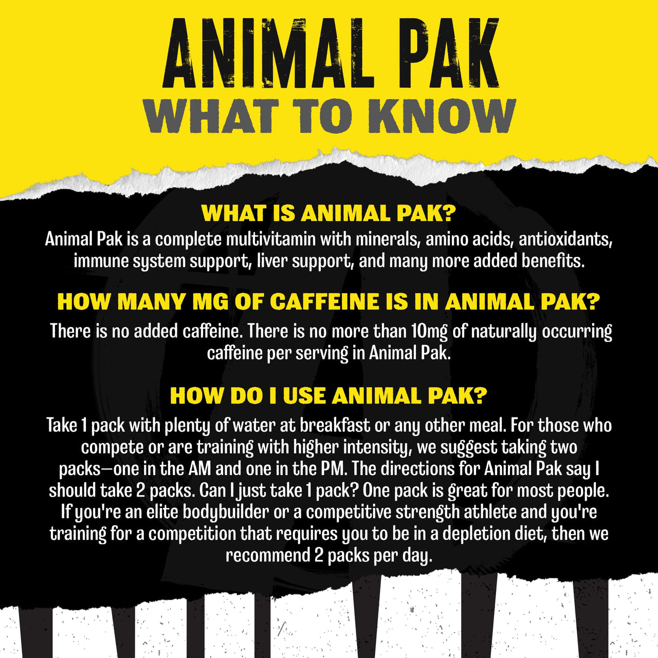 Animal Pak - Convenient Multivitamin for Men & Women Daily All-in-One Vitamin & Supplement Pack - Zinc, Vitamins C, B, D, Amino Acids, and Immune Support - Sports Nutrition Performance - 44 Count