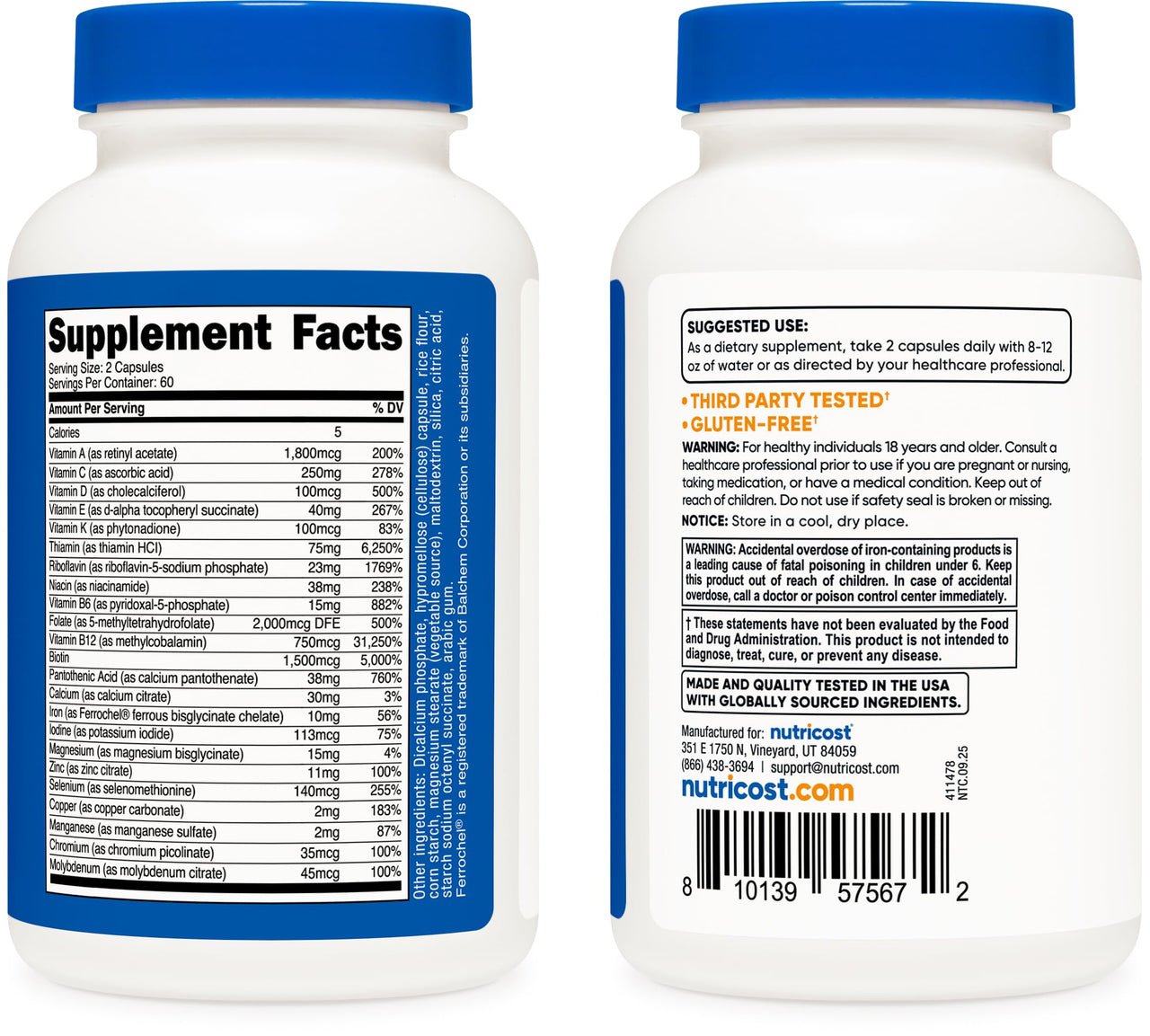 Nutricost Methylated Multivitamin 120 Capsules, 60 Servings - 23 Vitamin & Minerals Per Serving