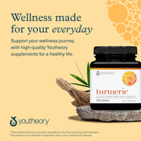 Thumbnail for Youtheory Turmeric - 450 mg - with Black Pepper & Olive Leaf - Supports Joint & Brain Health* - Contains Bioenhancers, Curcuminoids & Herbal Extracts - 120 Tablets (40-Day Supply)