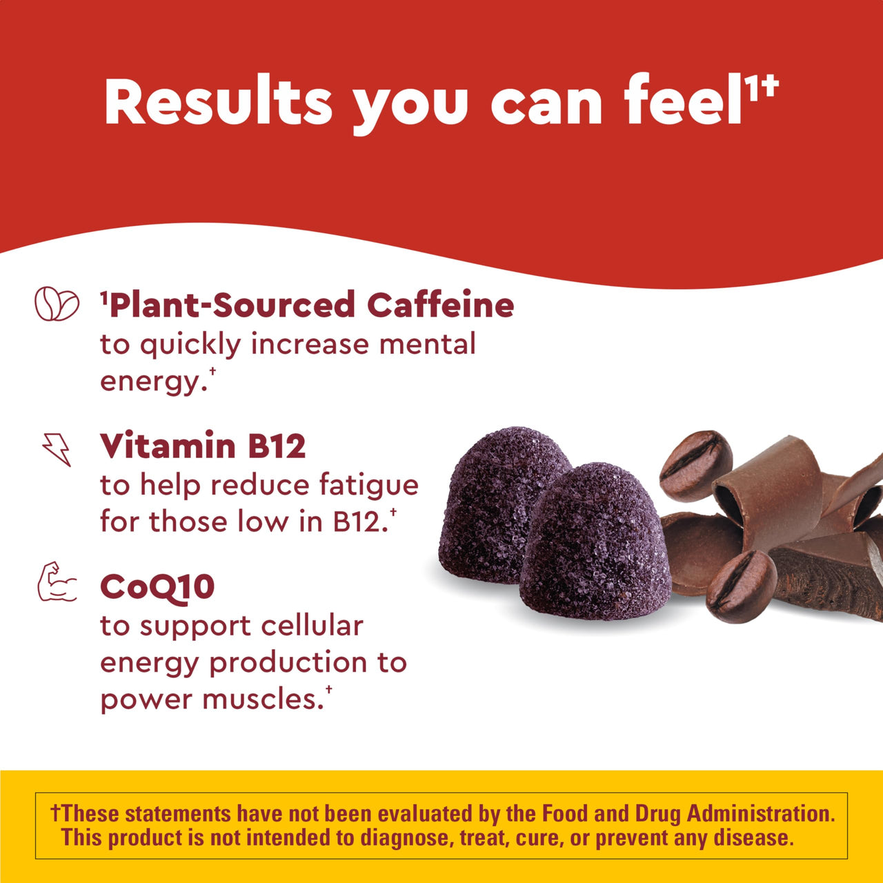 Nature Made Wellblends EnergyMAX Gummies, Fast Acting Caffeine, CoQ10 & Vitamin B12 1000mcg, Energy Support Gummy Vitamins, Nature Made Gummies, 40 Count