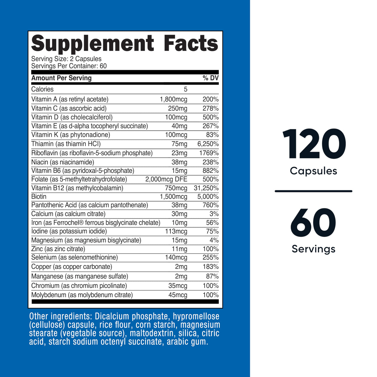 Nutricost Methylated Multivitamin 120 Capsules, 60 Servings - 23 Vitamin & Minerals Per Serving