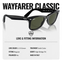 Thumbnail for Ray-Ban RB2140 Original Wayfarer Classic Square Shape Sunglasses With Eyewear Kit Bundle - High Bridge Fit - Ideal Formal and Casual Wear Square Sunglasses