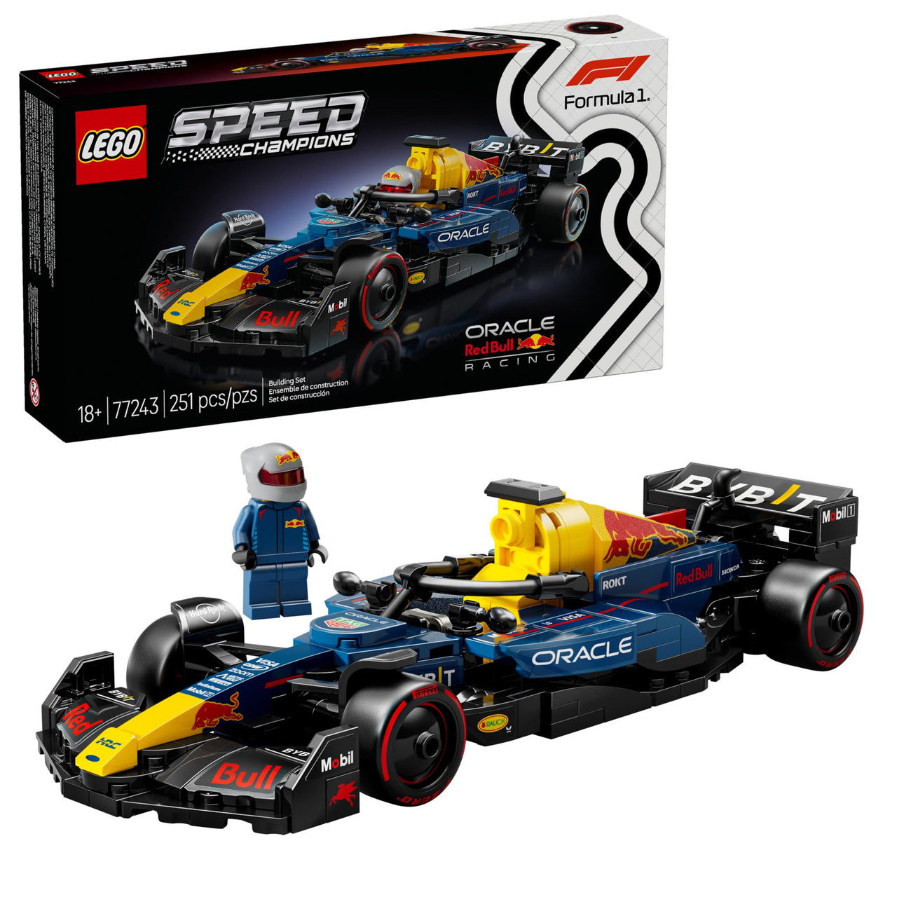LEGO Speed Champions Oracle Red Bull Racing RB20 F1 Race Car Model Kits - Building Set for Adults, Ages 18+ with Realistic Features - Red Bull F1 DIY Crafts for Display - Gift Idea for Fans - 77243
