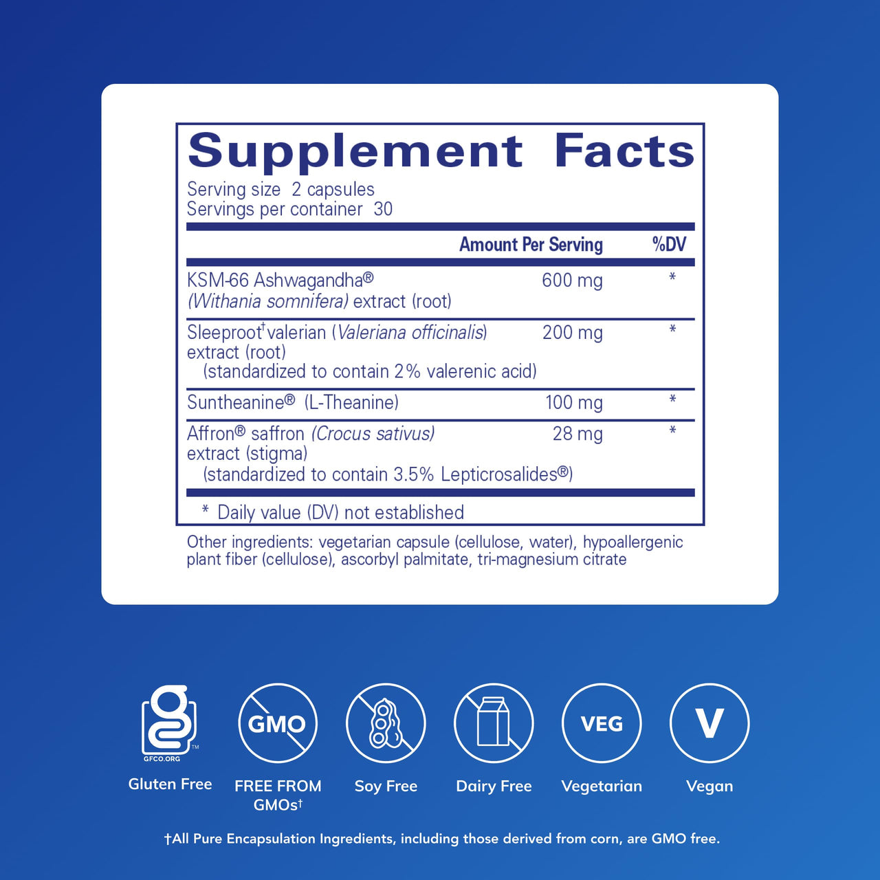 Pure Encapsulations Pure Sleep – Melatonin-Free Calming Sleep Supplement for Relaxation Support*- Ashwagandha, Saffron & Valerian – Gluten-Free, Hypoallergenic, Non-GMO – 60 Count (30 Servings)