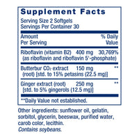 Thumbnail for Life Extension Migra-Eeze - Butterbur Root Extract with Vitamin B2 (Riboflavin) & Ginger Supplement - Formula to Ease Head Discomfort - Gluten-Free — 60 Softgels