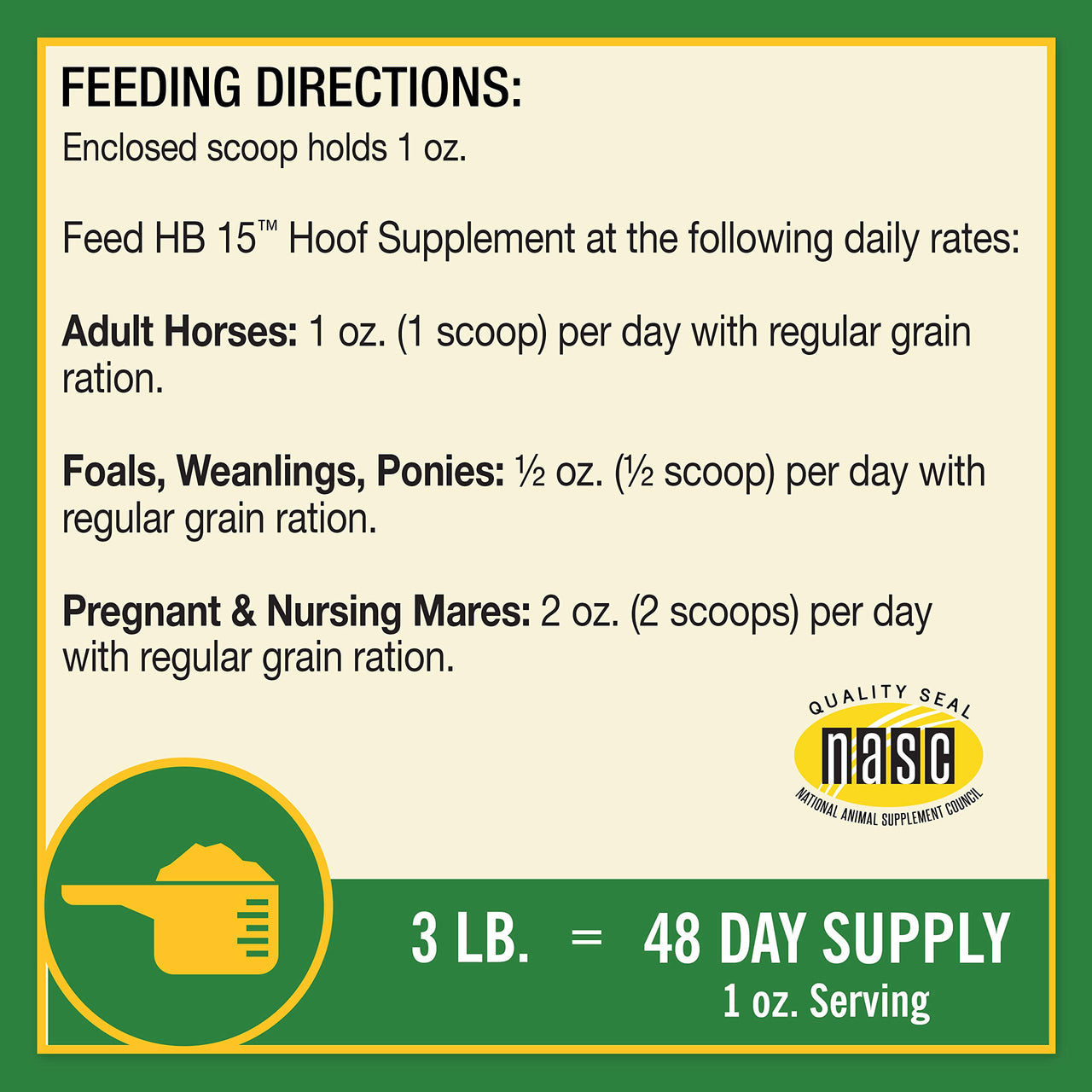 Farnam HB 15 Hoof Supplement, Supports healthy hoof growth 3 pound, 48 Day Supply