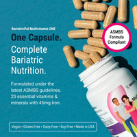 Thumbnail for BariatricPal Multivitamin ONE 1 per Day! Bariatric Multivitamin Capsule with 45 mg of Iron | Easy to Swallow Capsule | Vitamin for Bariatric Surgery Patients | 30 Count (1 Month Supply)