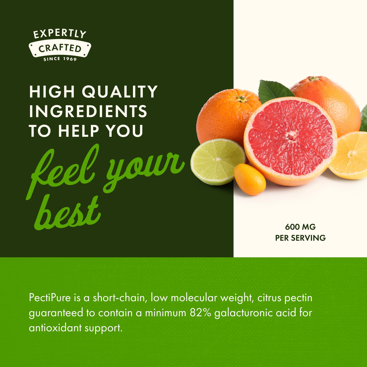 Swanson PectiPure Modified Citrus Pectin - Dietary Fiber for Cellular Health & Digestive Support* - Minimum of 82% Galacturonic Acid - Non-GMO - 60 Capsules