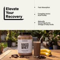 Thumbnail for NAKED Whey Chocolate Protein Powder - Only 3 Ingredients - Grass Fed Whey Protein Powder, Organic Chocolate and Organic Coconut Sugar, NSF Certified, No GMO, No Soy, and Gluten Free - 24 Servings