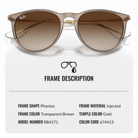 Thumbnail for Ray-Ban RB4171 Erika Classic Phantos Shape Sunglasses for Men and Women- Timeless Classic Sun Glasses with Modern Elegance - Premium UV Protection - Designer Men's and Women's Sunglasses