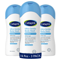 Thumbnail for Cetaphil Ultra Gentle Body Wash, For Dry to Normal, Sensitive Skin, 16.9oz Pack of 3, Aloe Vera, Vitamin B5, Hypoallergenic, Paraben Free, Fragrance Free, Dermatologist Tested