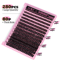 Thumbnail for 280Pcs Wispy Individual Lashes DIY Eyelash Extensions 8-16MM D-Curly Lash Extensions Lash Clusters 80D Cluster Eyelashes DIY at Home by ALICE