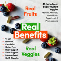 Thumbnail for Country Farms Fruits and Vegetables Supplement, 180 Fruit and 180 Veggie Capsules, Greens and Reds Packed with Superfoods, Powerful Antioxidants, 60 Servings