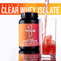 Thumbnail for Rule 1 Proteins Clear Whey Isolate - 20g All-Whey Isolate Protein Mix, Over 9g EAAs, 90 Calories, Zero Sugar, Easy to Digest, Light, Crisp, and Refreshing Taste (27 Servings, Peach Mango)